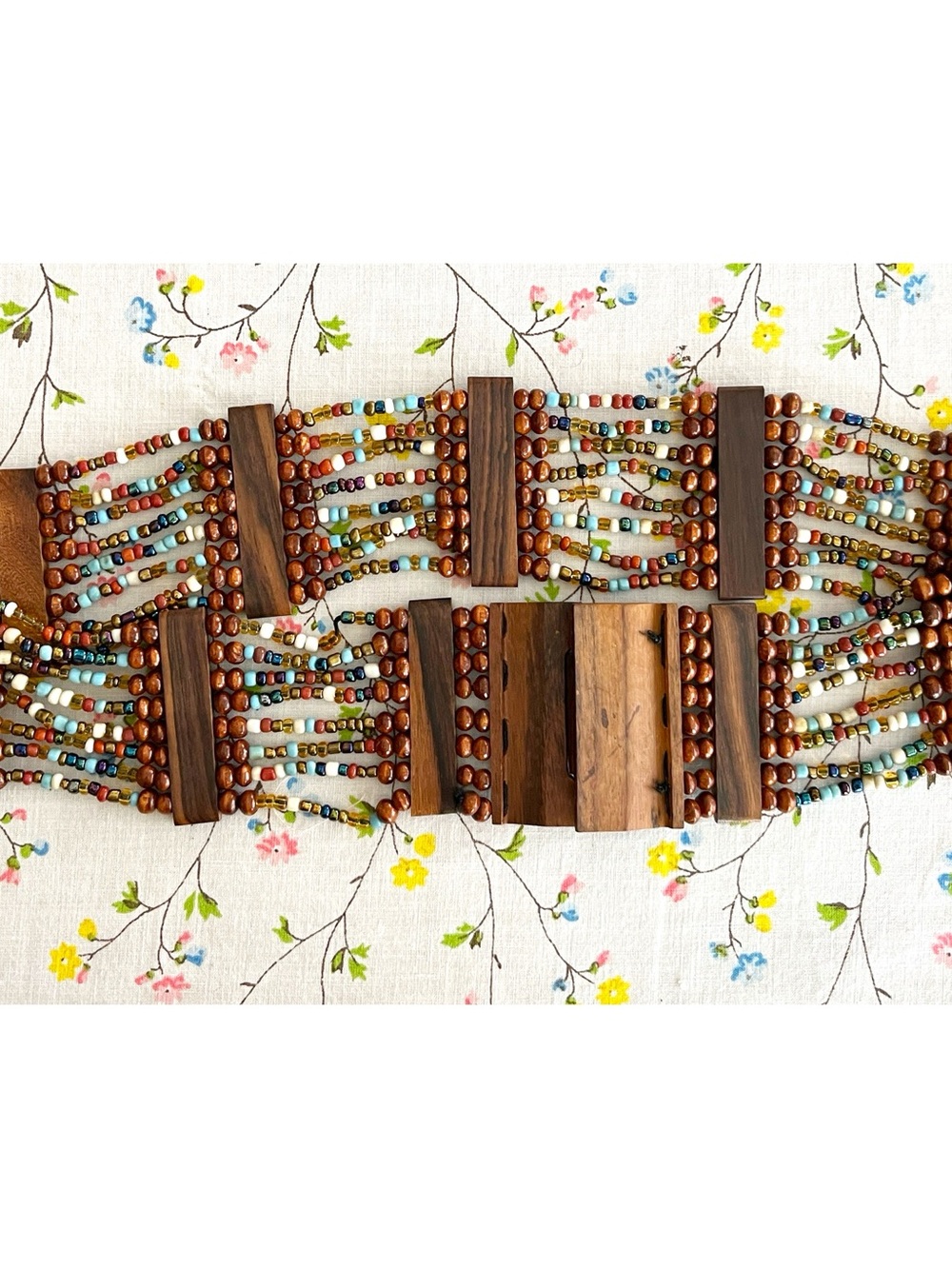 Bohemian Style Wood Bead ed Multi-Color Stretch Belt
